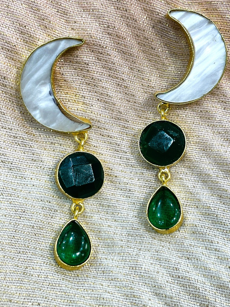Crescent Moon Stone Earrings