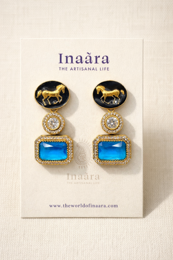 Horse Enamel Earrings2-Blue