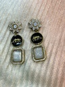 Grey&Turquoise Cougar Cat Earrings