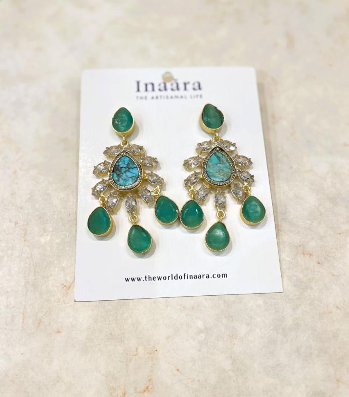 Jade w/Turquoise & Diamond Earrings