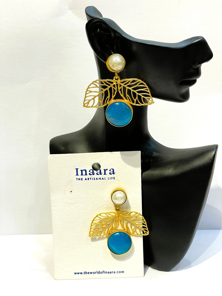 Light Blue Leaf Earrings
