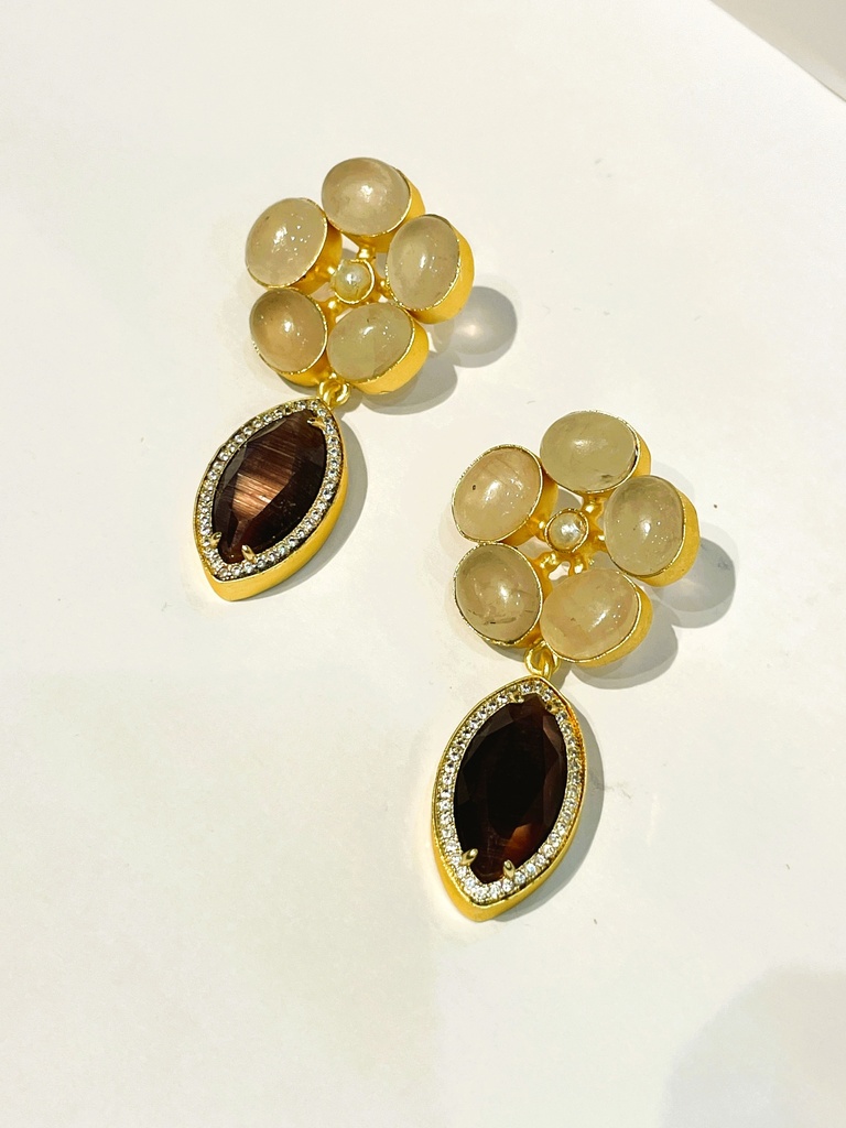 Jasper Burgundy Stone w/Pearls Earring (copy)