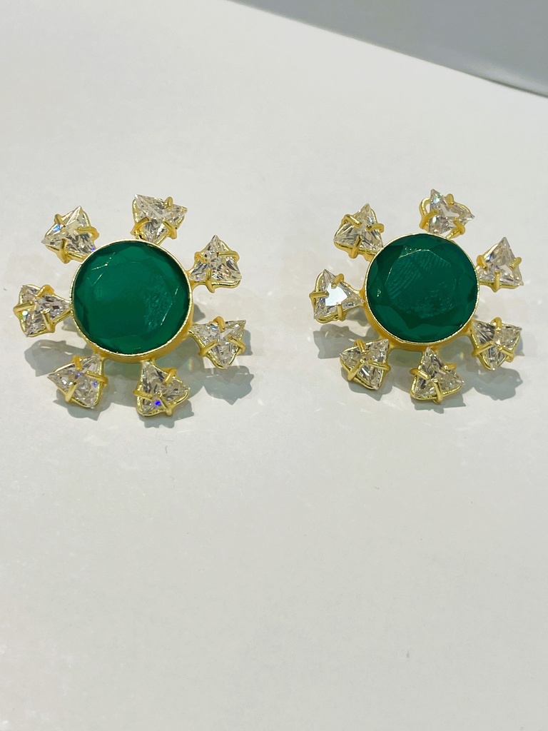 Fuchsia & Green w/ Diamond Earrings