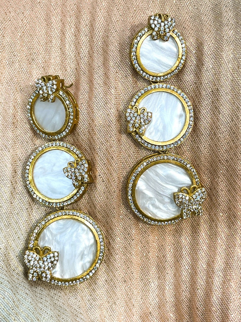 Mother Pearl w/Butterfly Handcrafted Earrings