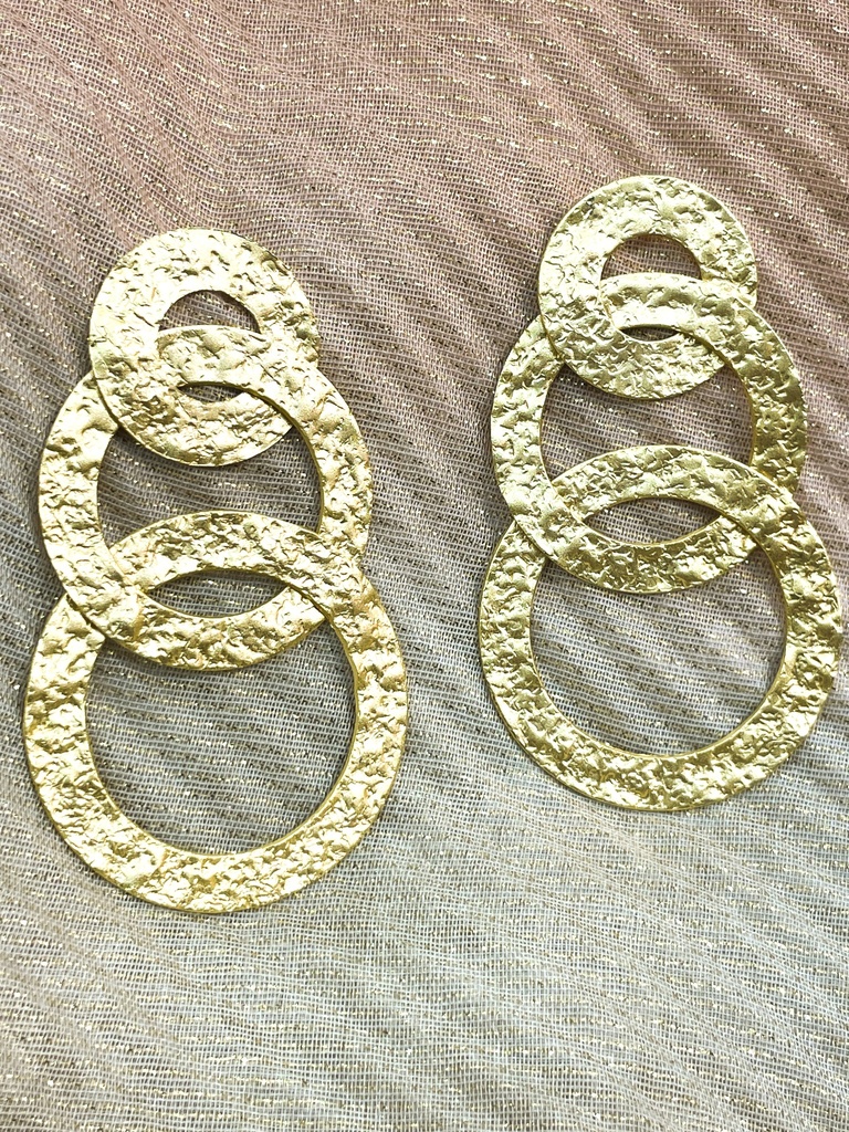 Gold Tone w/Hammered Circular Earrings