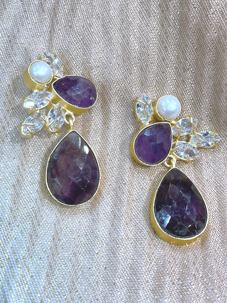 Amethyst w/Zirconia Elegant Earrings