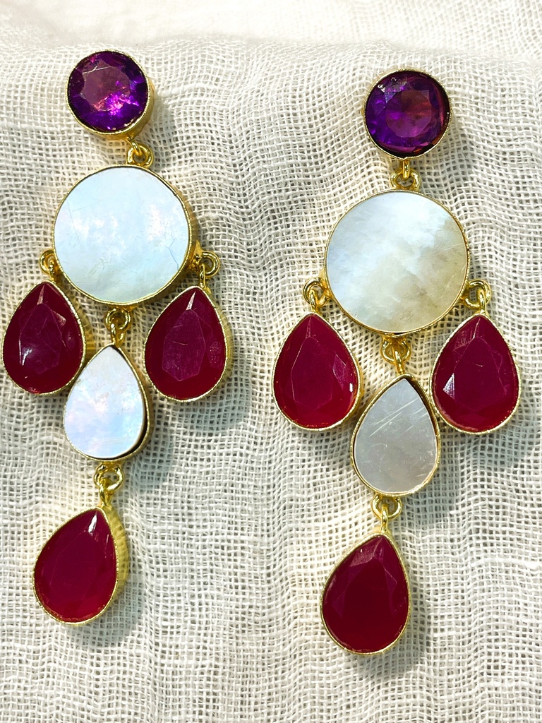 Tri-colored Stone Athena Earrings