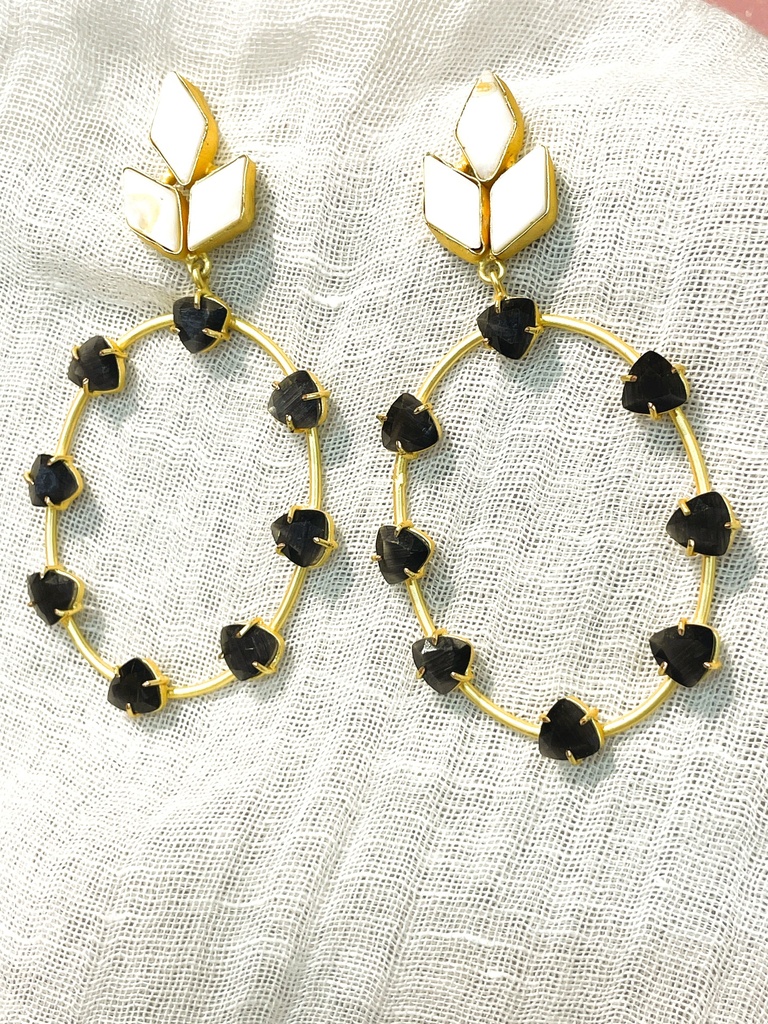Black and White Hoop Earrings
