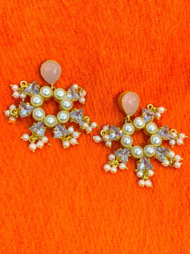 Pink Quartz and Pearls Earring