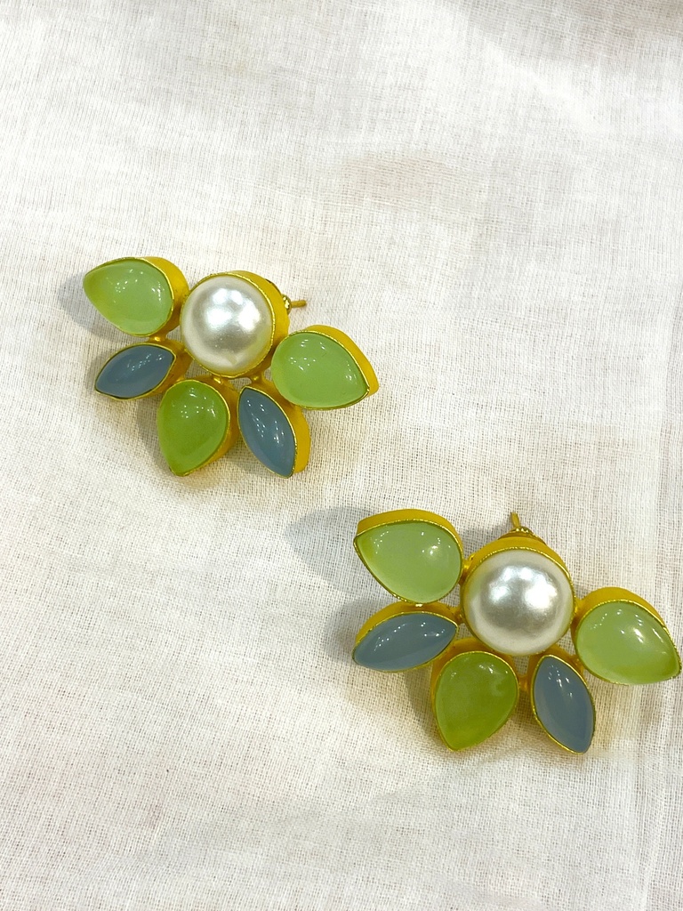 Golden Jumka with Blue Stone Earrings (copy)