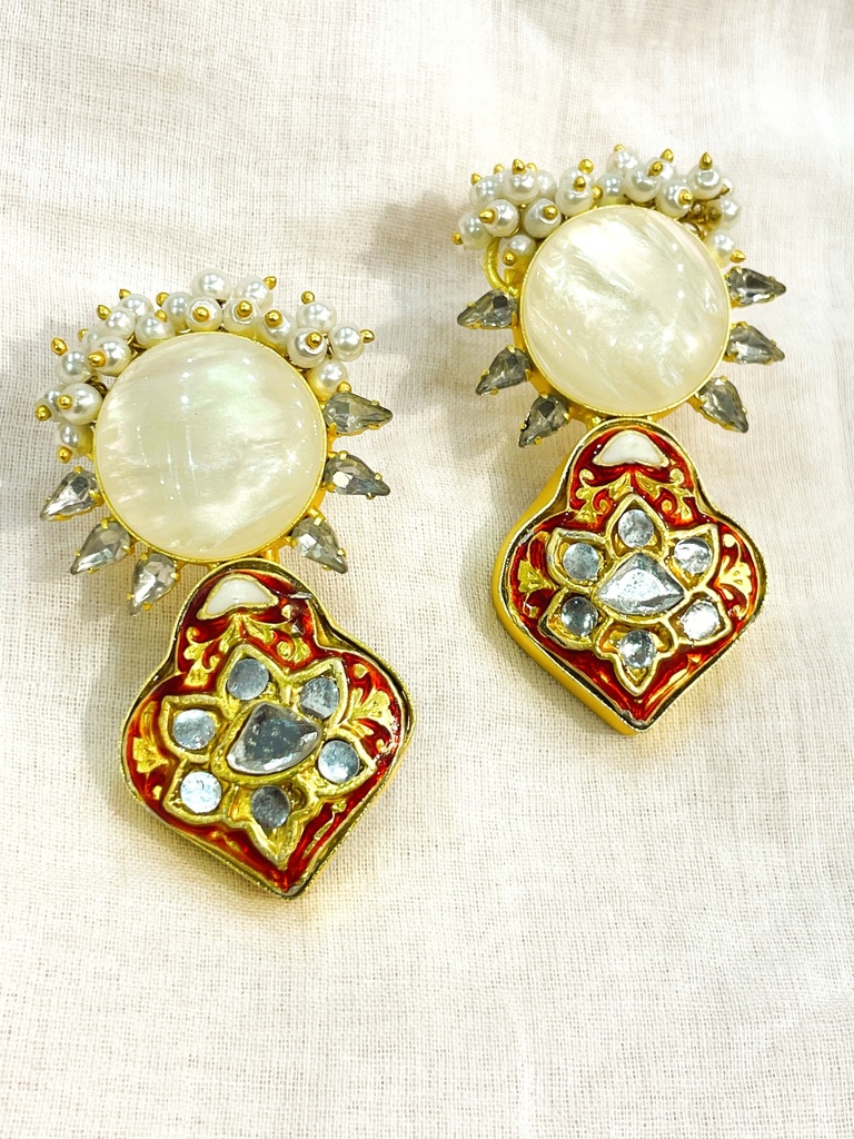 Meenakari Enamel Pearls Earrings