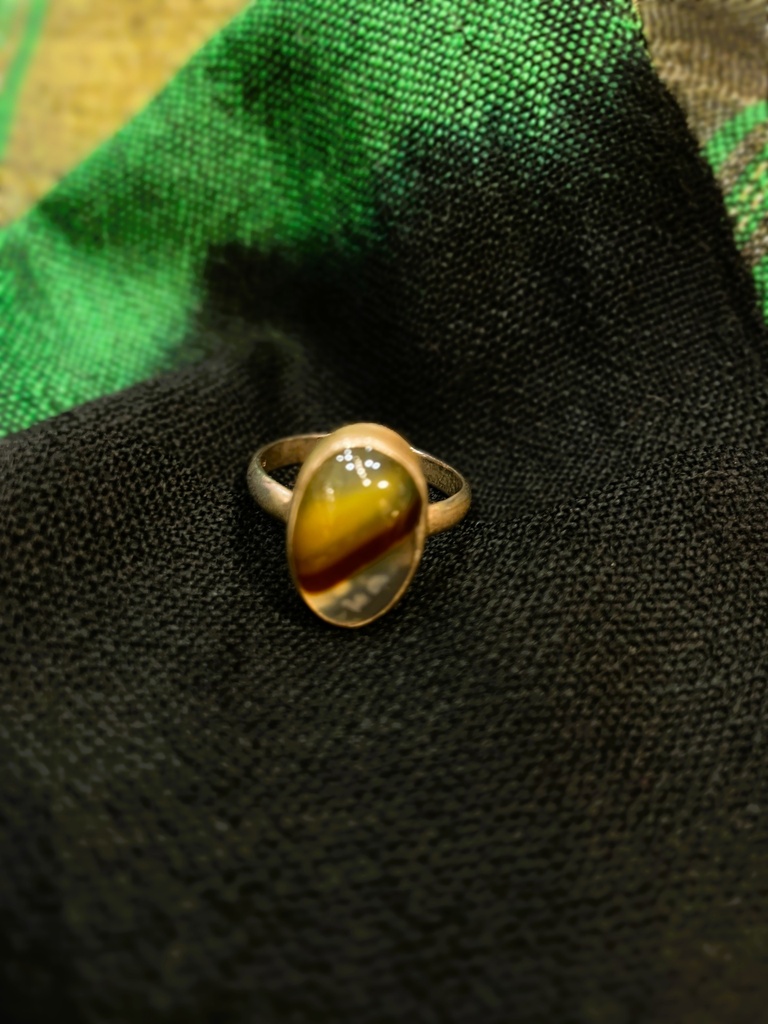 Aqeeq Stone Silver Polish Ring