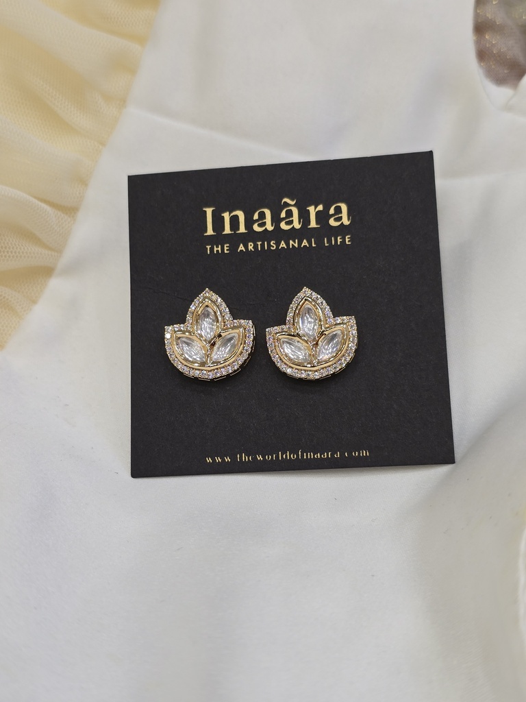 Gold-Toned Leaf Stud Earrings