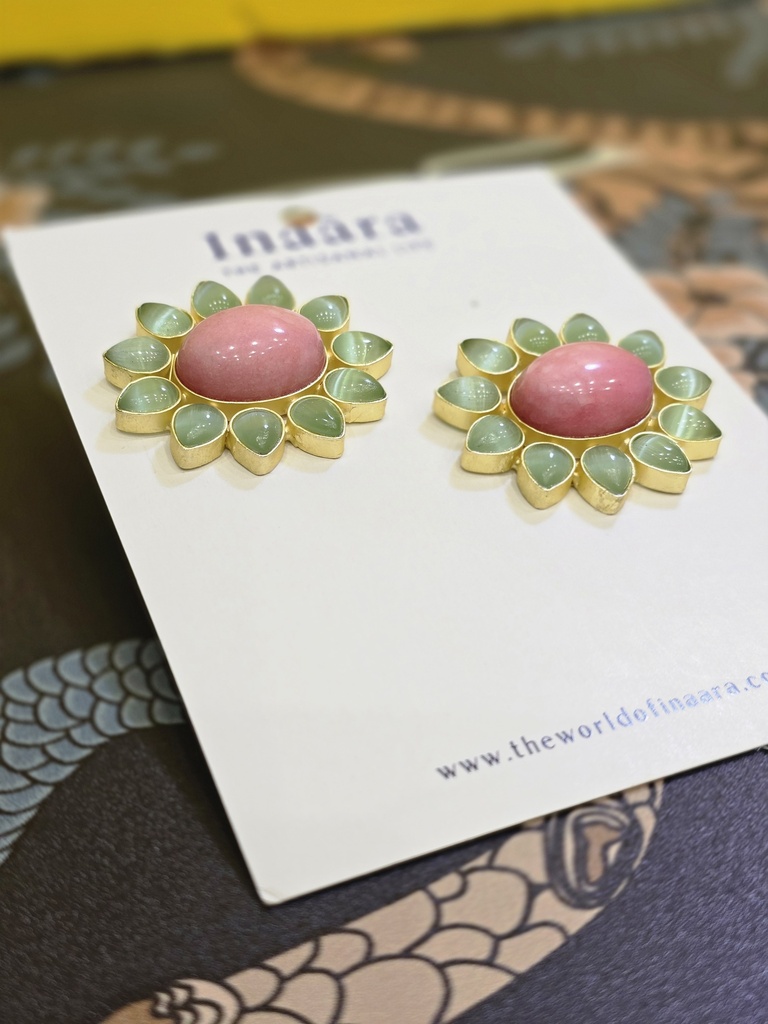 Pink/Rose Quartz Kunzite Floral Earrings (copy)