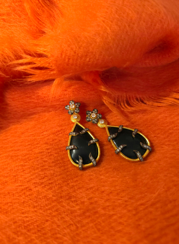 Black Onyx w/ Diamond Accents Earring
