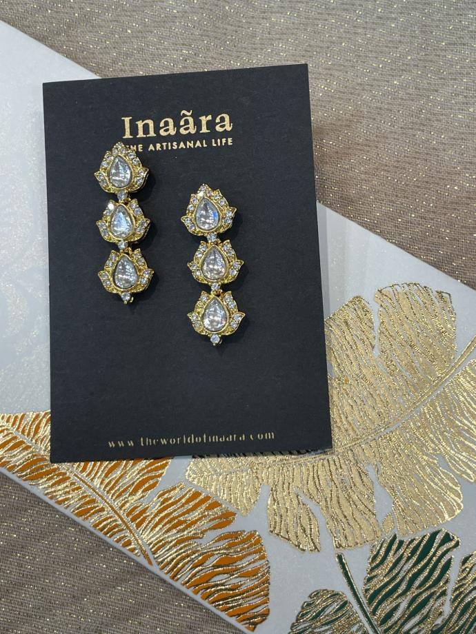 Tear Drop Pearls  Polki Dangler Earrings (copy)