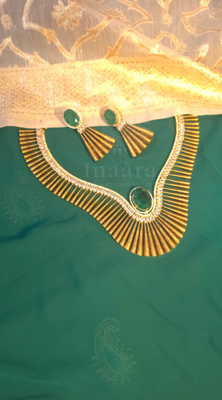 Gold Plated Fan Shaped Necklace Set