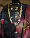White & Plum Pearls Choker Set