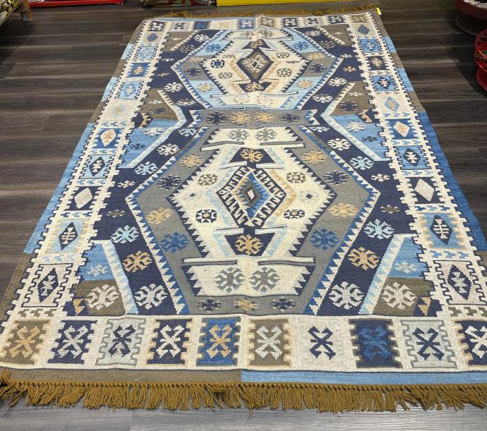 Ziyana Handwoven Dhurrie(8x5ft)-Blue
