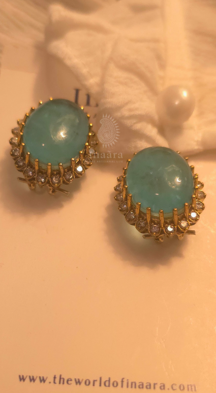 Oval Aquamarine Stud Earrings