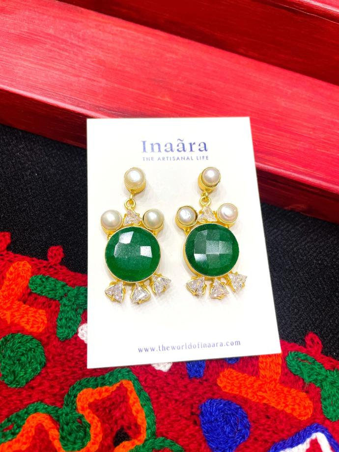 Emerald Pearl Athena Earrings