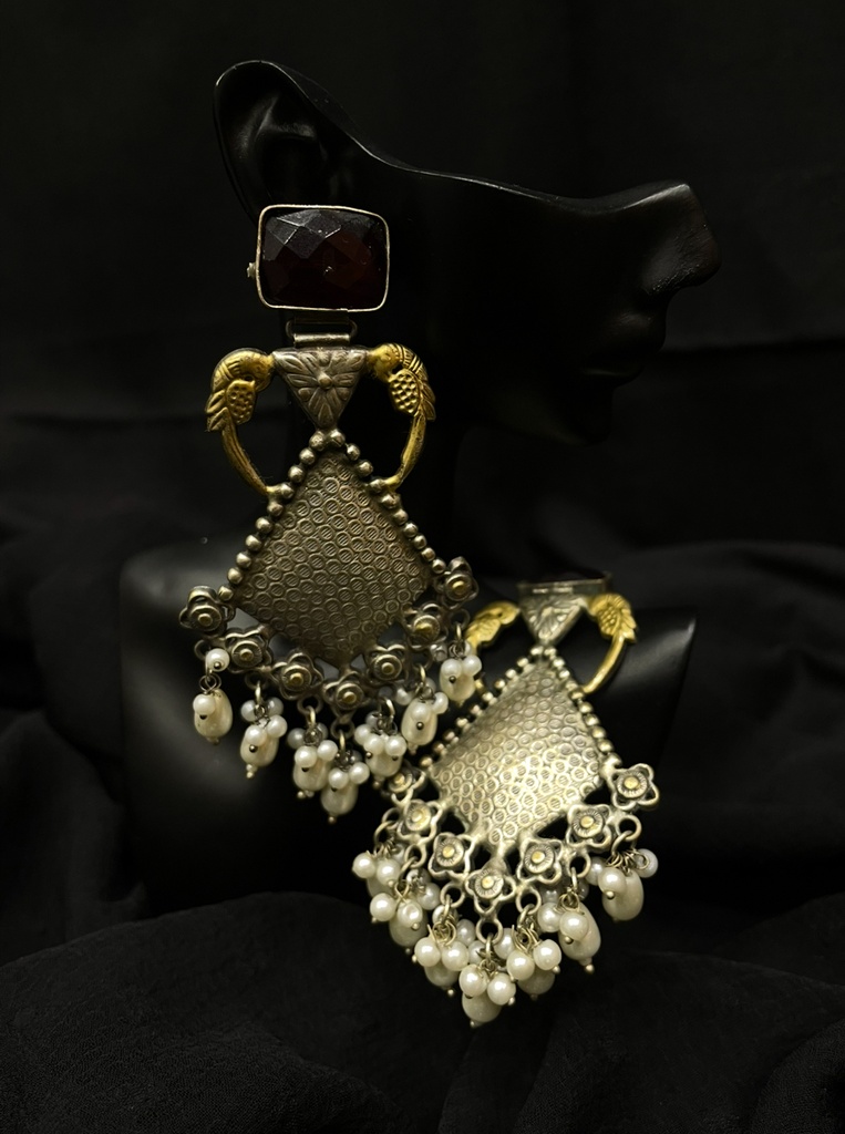 Green Stones w/Pearls Chandni Earrings (copy)