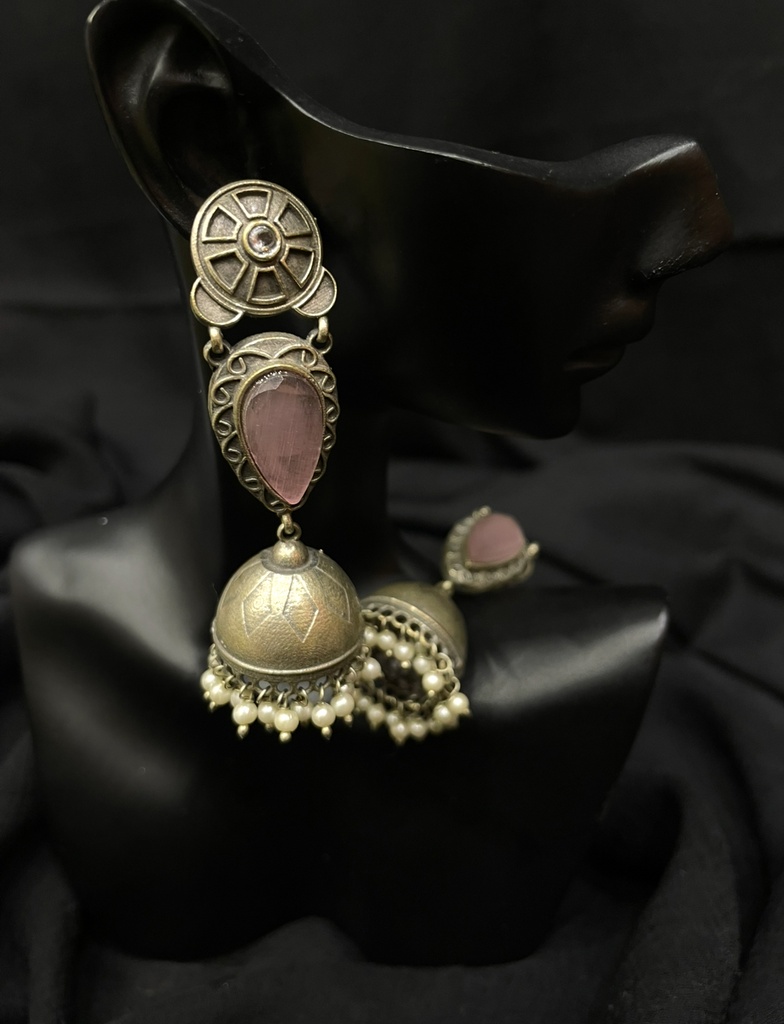 Oxidized Silver Jhumka Earrings