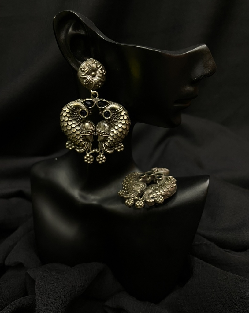 Owl Motif Oxidized Earrings