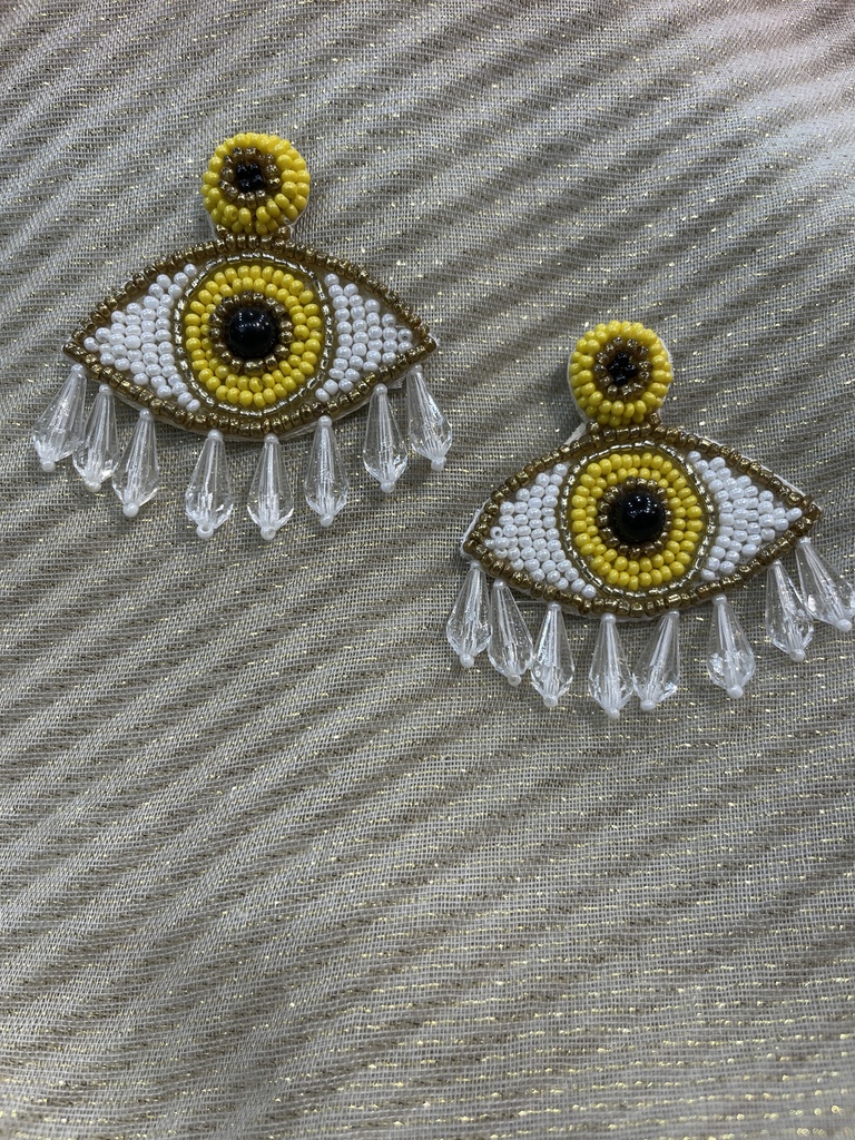 Handcrafted Beaded Evil Eye Earrings