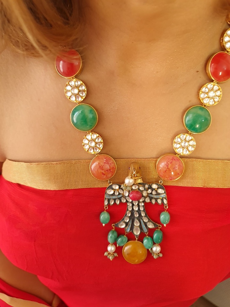 Stunning Polki Eagle Medallion Necklace