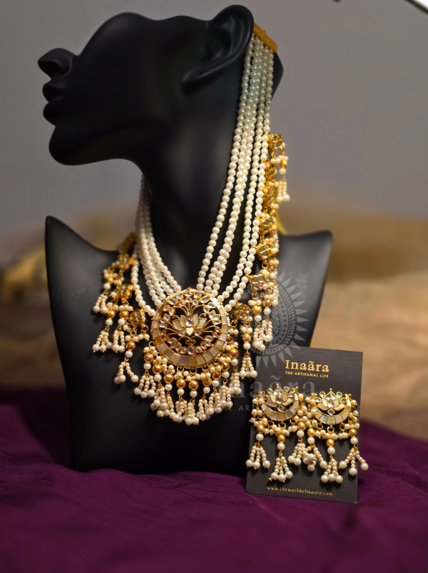 Pearl Beaded Layered Necklace Set