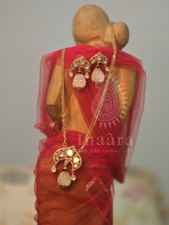 Faceted Onion Gemstone Necklace Set-Red (copy)