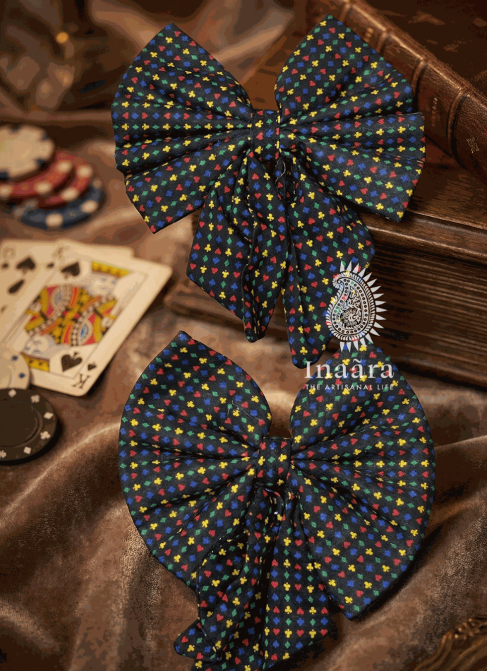 Printed Hair Clips- Black