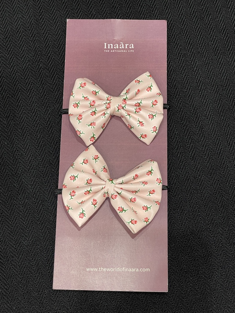 Pigtail Hair Bows- White Floral (copy)