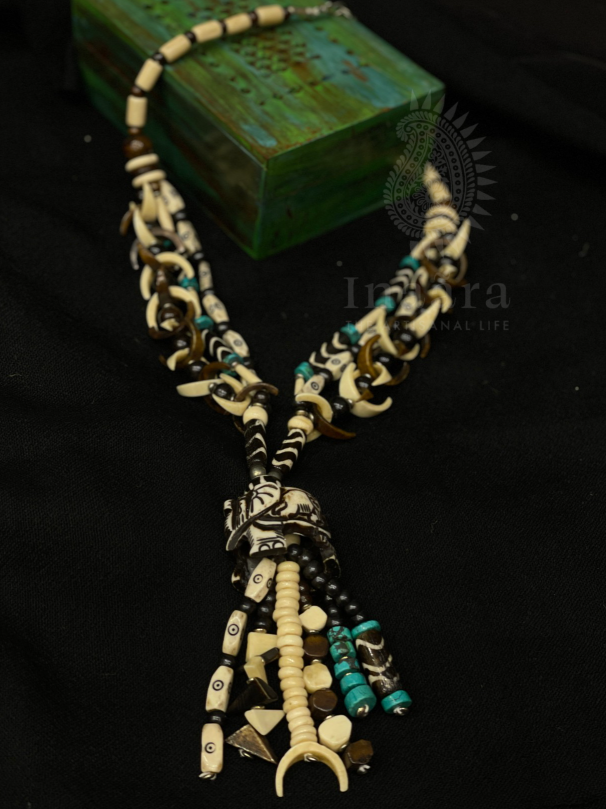 Handcrafted Tribal Cowrie Elephant Necklace