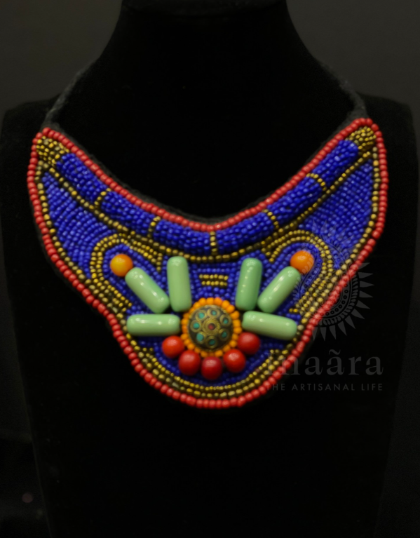 Tibetan Style Beaded Necklace- Dark Blue