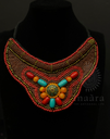 Tibetan Style Beaded Necklace- Red Brown