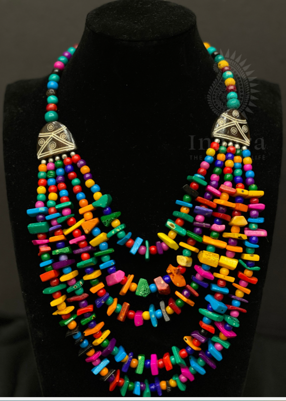 Chunky Beaded Necklace- Orange & Green (copy)