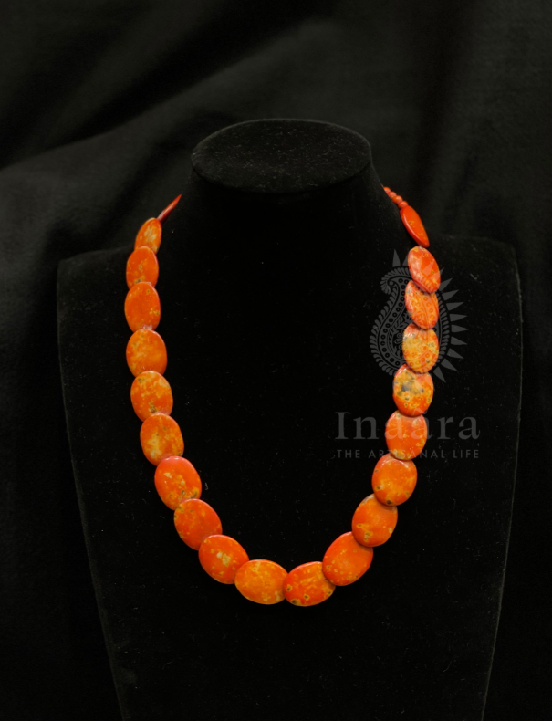 Chunky Beaded Necklace- Orange & Green (copy)