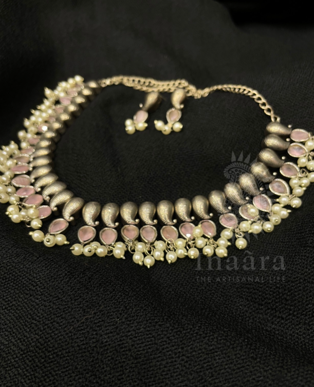 Pink Paisley Choker Set