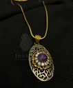 Oval Purple Amethyst Chain Necklace