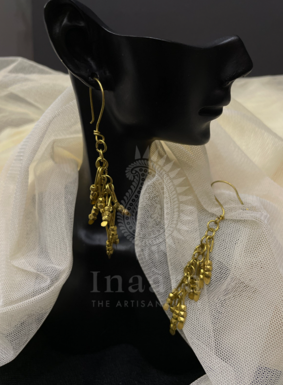 Dhokra Cluster Dangle Brass Earrings