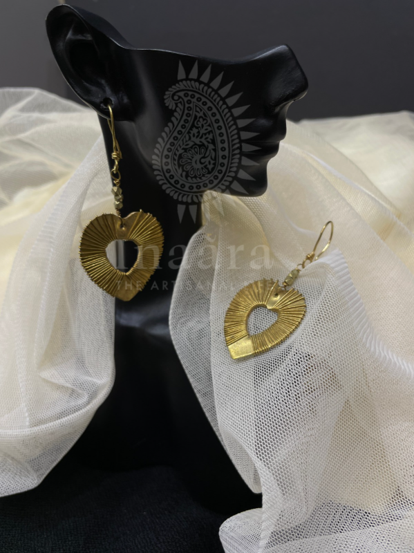 Handcrafted Brass Thread Heart Earrings