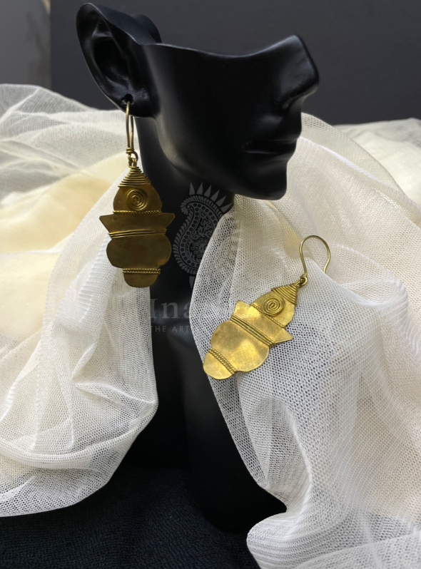 Multi-Tiered Brass Statement Earrings
