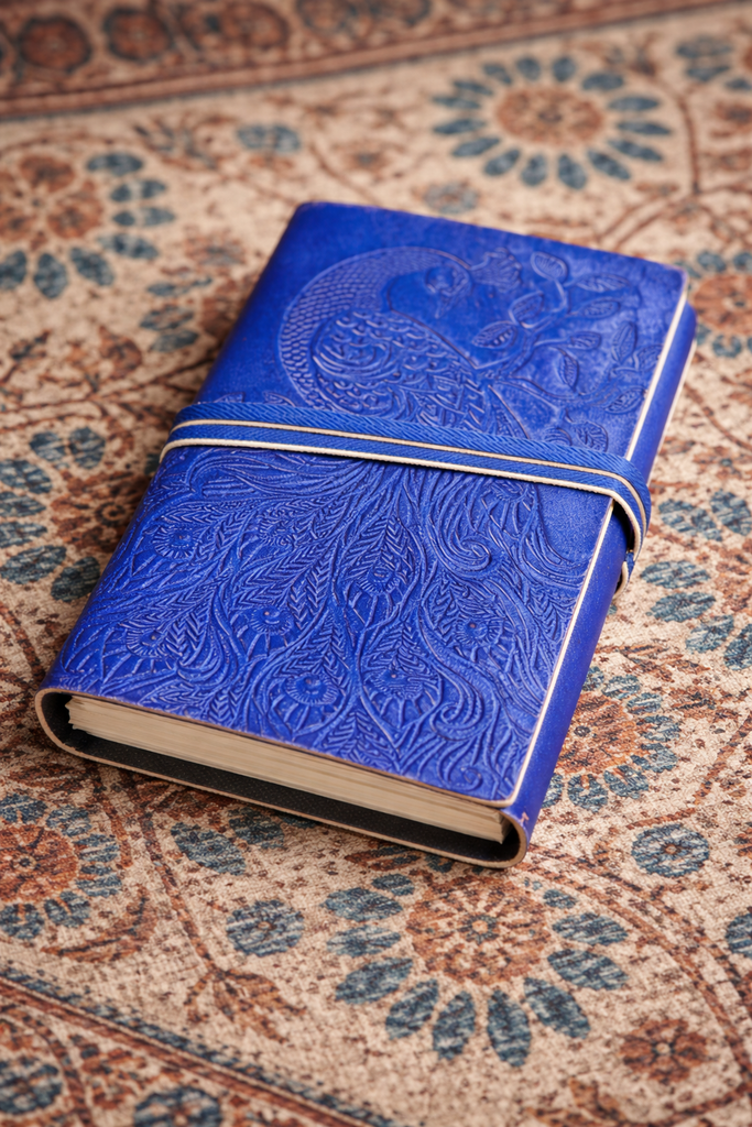 Peacock Handmade Paper Journal-Blue