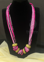 Seed Bead Multi Layered Necklace- Pink