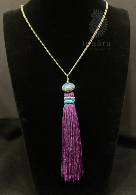 Purple Bead Tassel Necklace