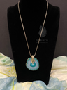 Agate Slice Necklace- Blue