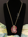 Agate Big Slice Necklace-Pink