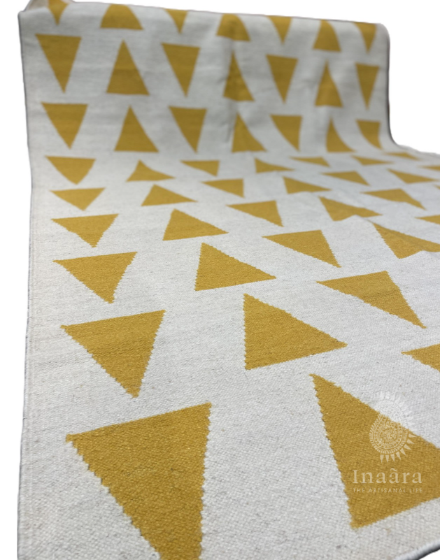 Handwoven Dhurrie- Yellow (8x5ft)